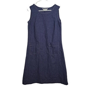 Vintage NPC Fashions Navy Blue Midi A Line Lightweight Sleeveless Dress Size *8